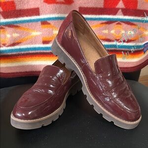 Vionic Burgundy Patent Loafers with Lug Sole